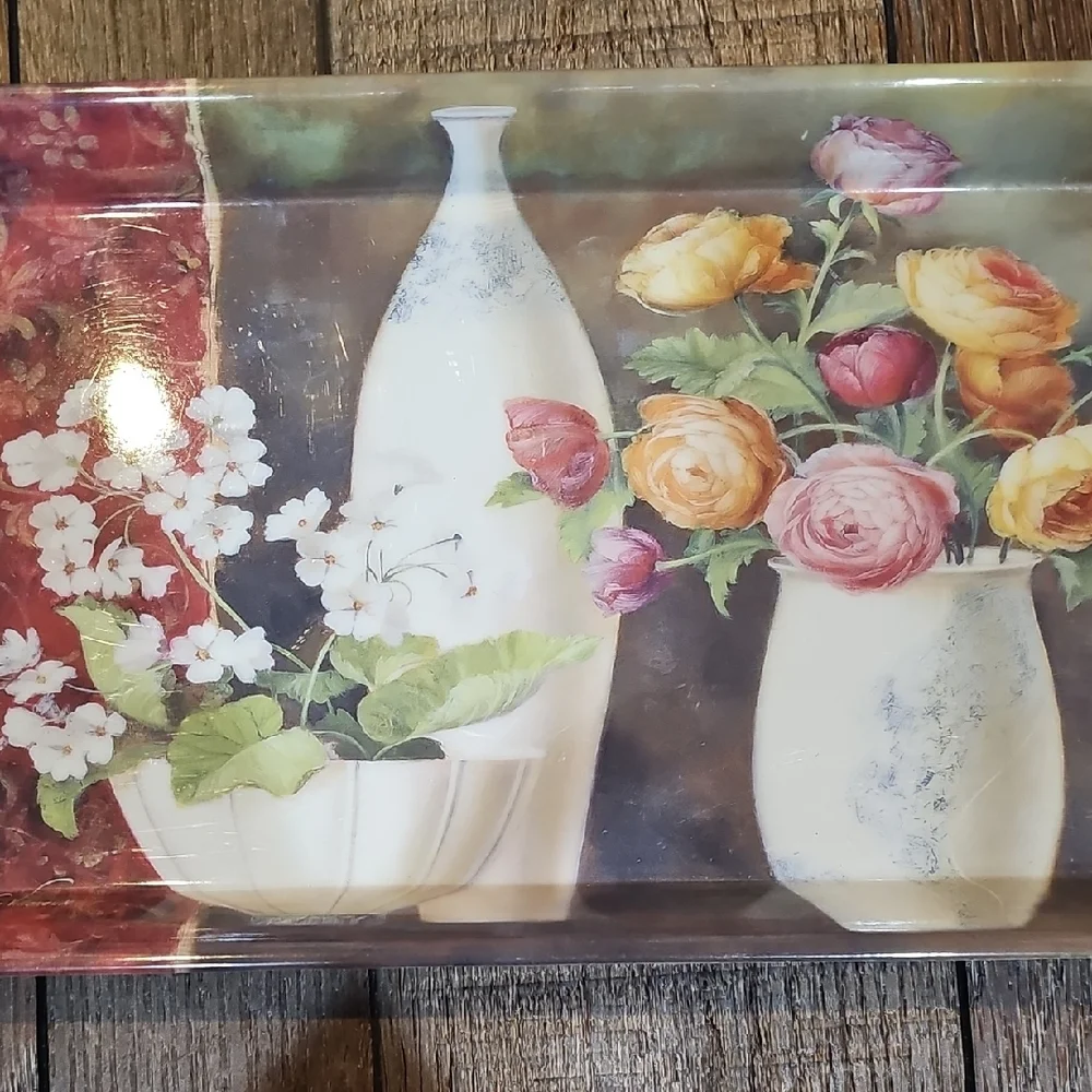 Floral Decorative Serving Tray Fabrice de Villeneuve